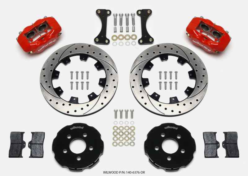 Wilwood Forged Dynalite Front Hat Kit 12.19in Drilled Red 00-04 PT Cruiser/03-04 SRT/4 Big Brake Kits Wilwood