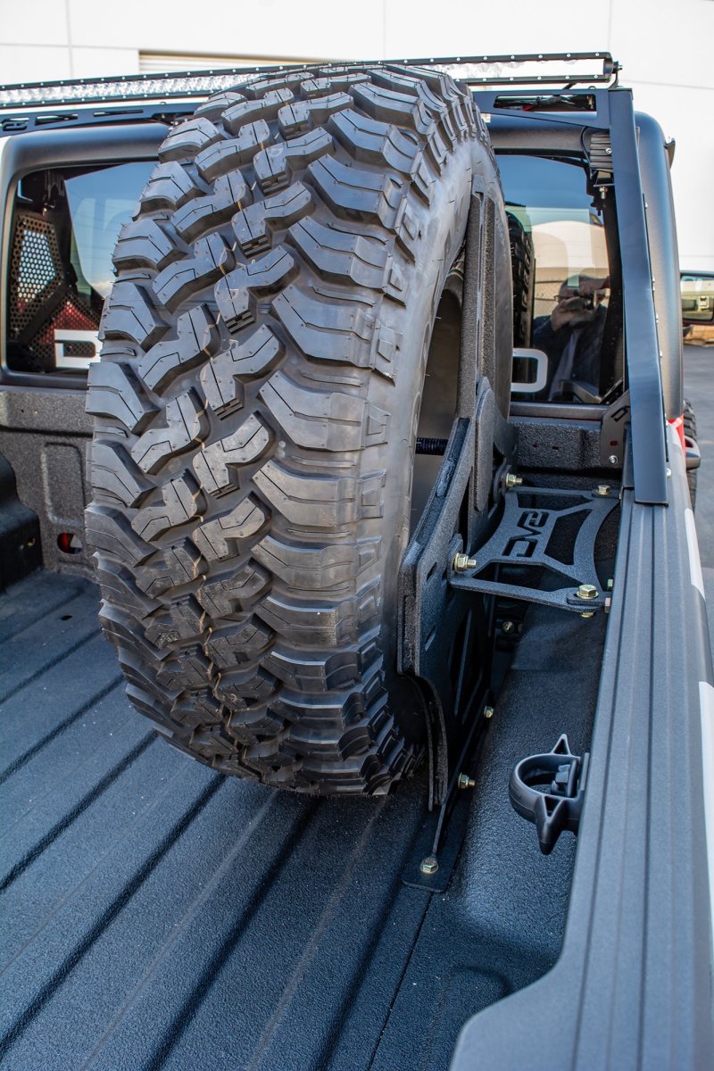 DV8 Offroad 2019+ Jeep Gladiator Universal Stand Up In-Bed Tire Carrier Chase Racks DV8 Offroad