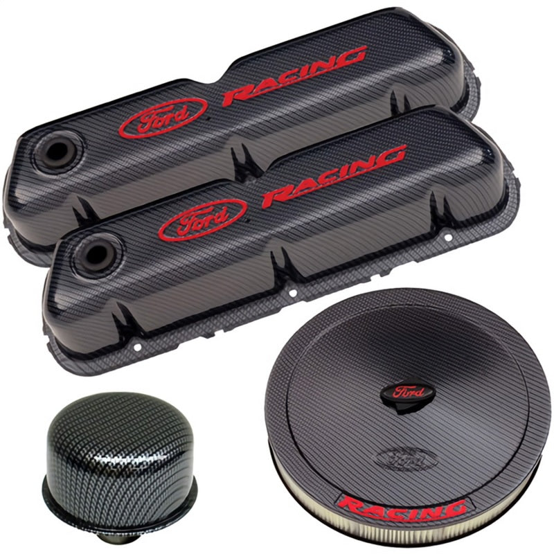 Ford Racing Complete Dress Up Kit - Carbon Fiber Style Finish Valve Covers Ford Racing