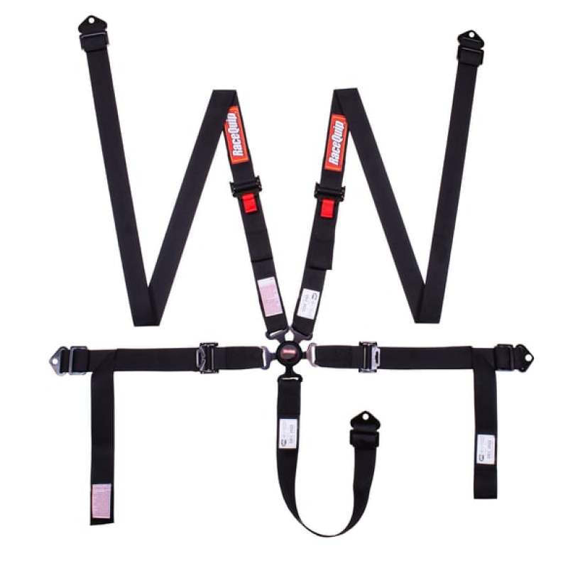 RaceQuip Camlock 5 Point 2In Auto Racing Harness Set / Pull-Down Lap / SFI 16.1 Seat Belt Set- Black Seat Belts & Harnesses Racequip