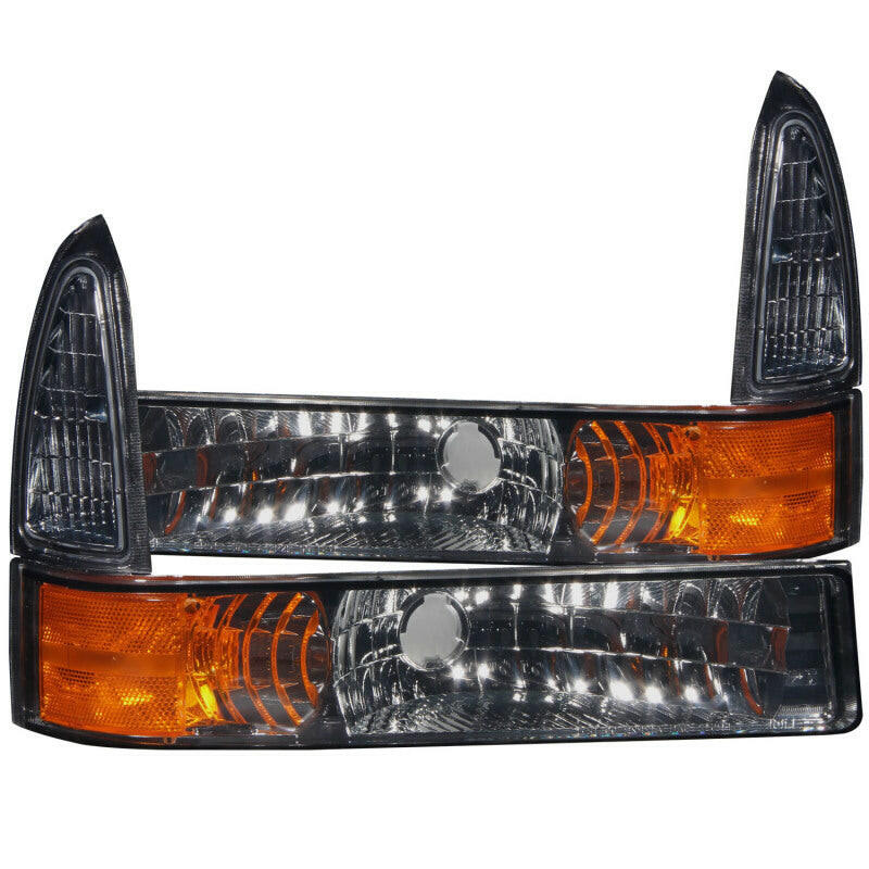 ANZO 2000-2004 Ford Excursion Euro Parking Lights Smoke w/ Amber Reflector Lights Corner ANZO