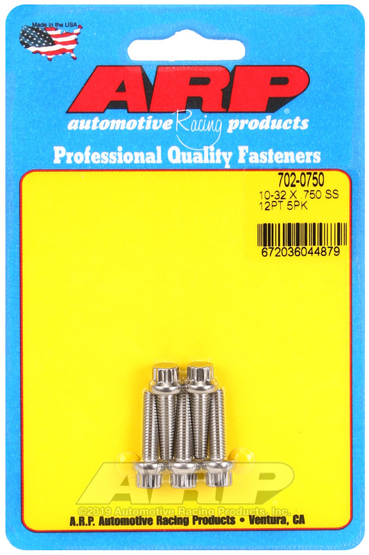 ARP 10-32 RH Thread, 0.750 in 12 Point SS 300 Bolts - Set of 5 Main Stud & Bolt Kits ARP