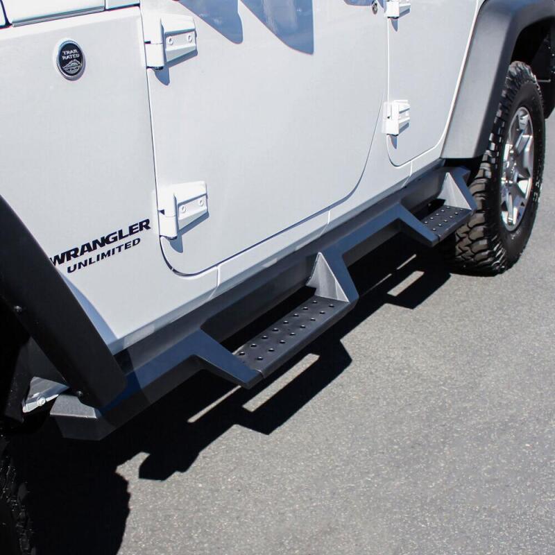 Westin/HDX 07-17 Jeep Wrangler Unlimited Drop Nerf Step Bars - Textured Black Nerf Bars Westin