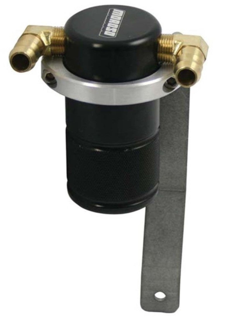 Moroso 05-10 Chrysler 5.7L (w/Stock Intake) Air/Oil Separator Catch Can - Billet Aluminum - Black Oil Catch Cans Moroso