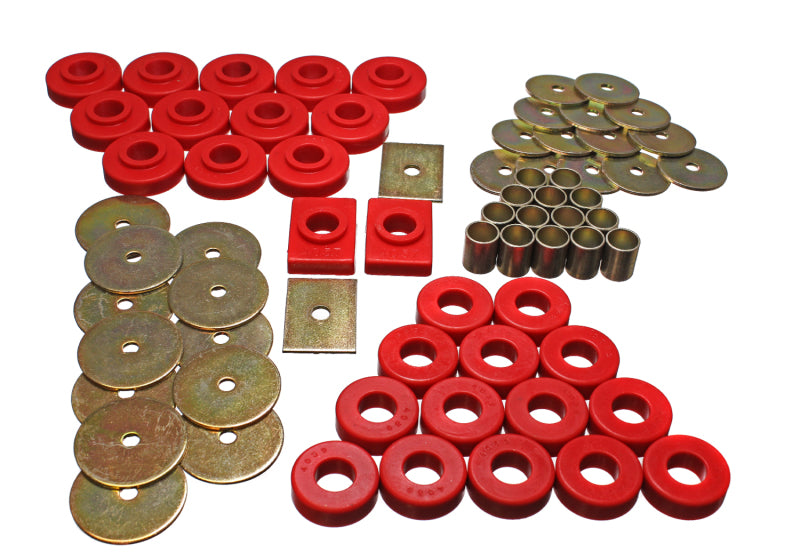 Energy Suspension 55-57 Chevy Full Size (Belair/Caprice/Impala) Red Body Mount Set Bushing Kits Energy Suspension