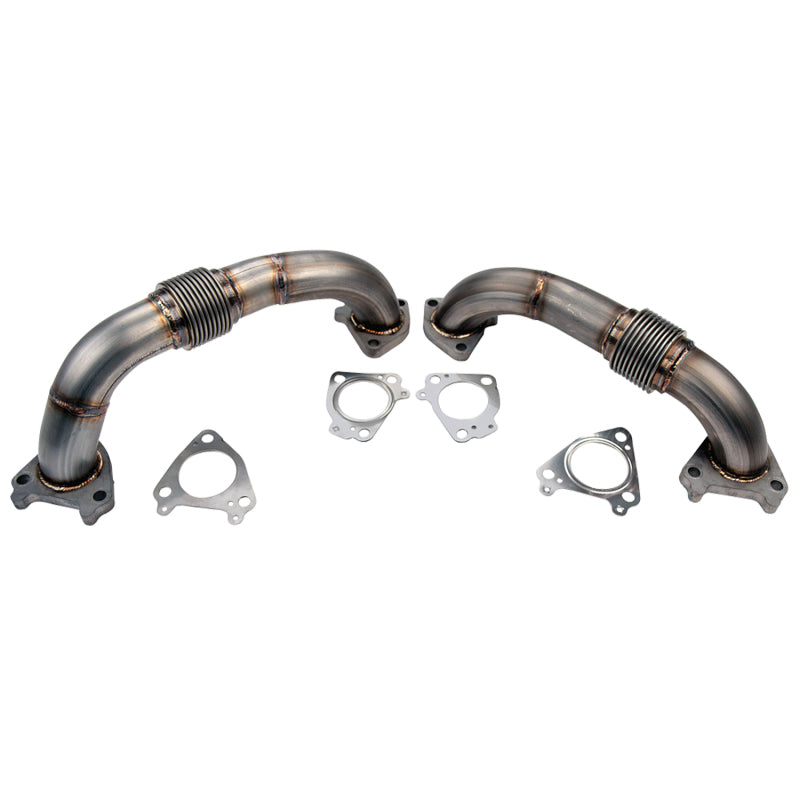 Wehrli 01-04 Chevrolet 6.6L Duramax LB7 2in Stainless Up Pipe Kit w/Gaskets - Twin Turbo Connecting Pipes Wehrli