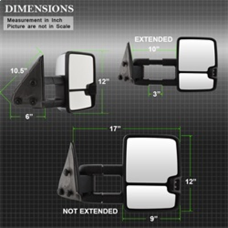 xTune Chevy Silverado 99-06 G3 LED Signal Telescoping Mirror Chrome - SET MIR-CS03S-G3C-MA-AM-SET Side Mirrors SPYDER