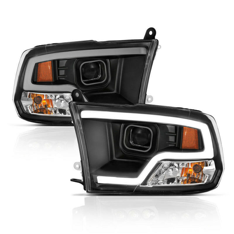 ANZO 09-18 Dodge Ram 1500 Plank Style Projector Headlights Black w/ Halo Headlights ANZO