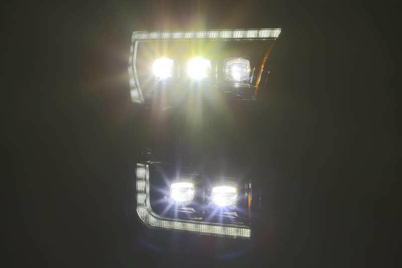 AlphaRex 17-20 Ford Raptor NOVA LED Proj Headlights Plank Style Alpha Black w/Activ Light/Seq Signal Headlights AlphaRex
