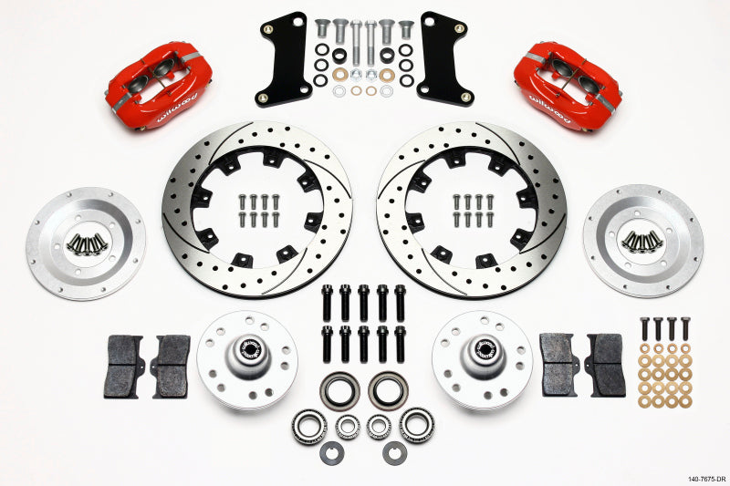 Wilwood Forged Dynalite Front Kit 12.19in Drilled Red 67-69 Camaro 64-72 Nova Chevelle Big Brake Kits Wilwood