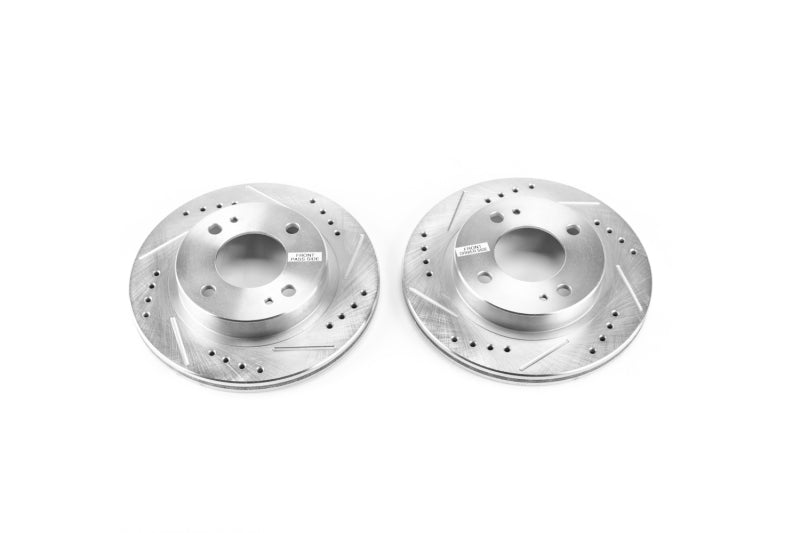 Power Stop 14-15 Mitsubishi Mirage Front Evolution Drilled & Slotted Rotors - Pair Brake Rotors - Slot & Drilled PowerStop