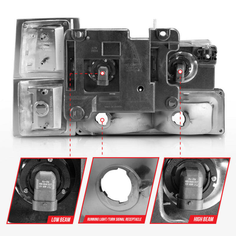 ANZO 88-98 Chevrolet C1500 Crystal Headlights Chrome w/ Signal and Side Marker Lights Headlights ANZO