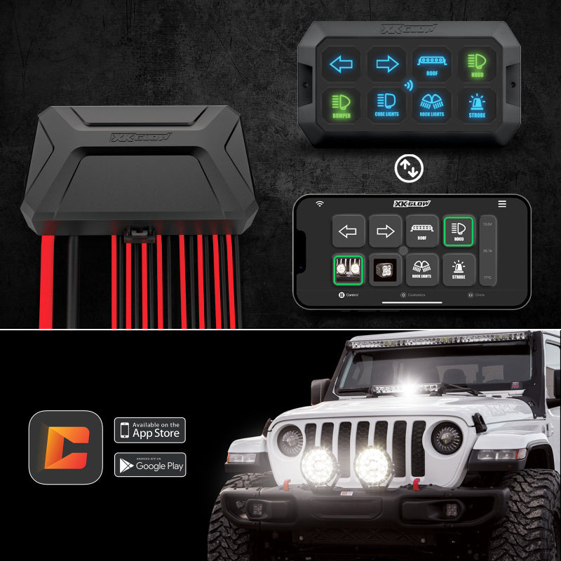 XKGlow XKcommand Bluetooth Switch Panel for Lights 12V Accessory Offroad Switch Panels XKGLOW