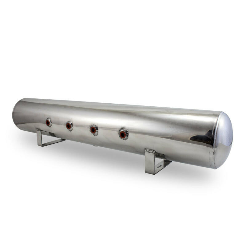 Air Lift 5 Gal Alum Air Tank - (4) 3/8in Face Ports & 1/4in Drain Port - 36in L X 6in D - Polished Air Tanks Air Lift