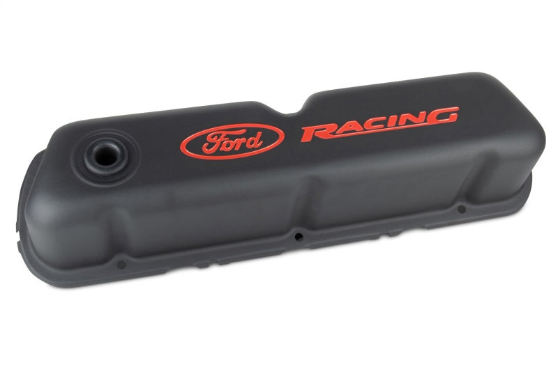 Ford Racing Logo Stamped Steel Black Satin Valve Covers Black Crinkle Valve Covers Ford Racing