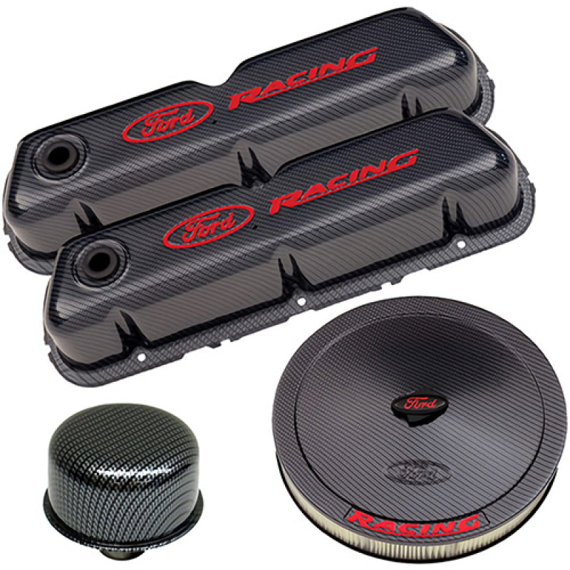 Ford Racing Complete Dress Up Kit - Carbon Fiber Style Finish Valve Covers Ford Racing