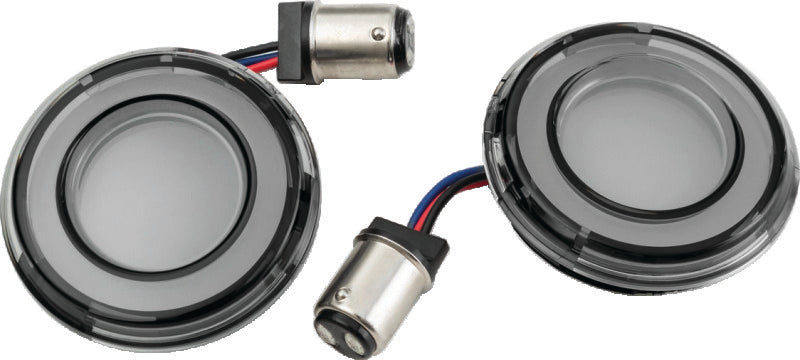 Kuryakyn Tracer L.E.D. Front Turn Signal Insert, White/Amber Light, Smoke Lens 1157 Bulbs Kuryakyn