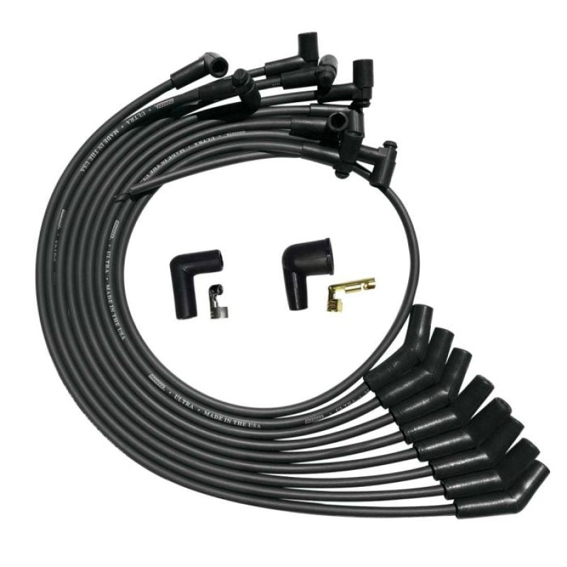 Moroso SB Ford 260289302 135 Deg Plug Boots HEI Unsleeved Ultra Spark Plug Wire Set - Black Spark Plug Wire Sets Moroso
