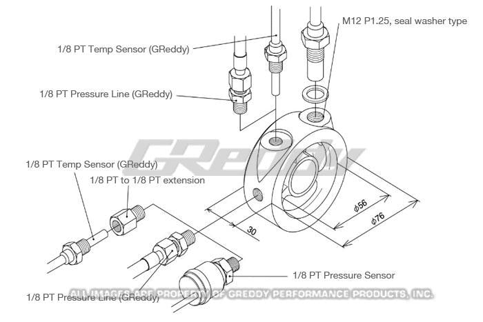 GReddy Universal Oil Filter Block Adapter Oil Filter Blocks GReddy