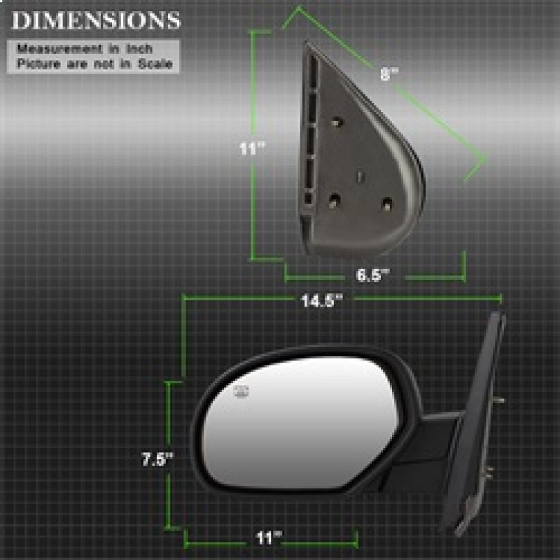 xTune 07-14 Chevy Silverado Power Heated Mirror - Left MIR-03CS07-PW-L Side Mirrors SPYDER