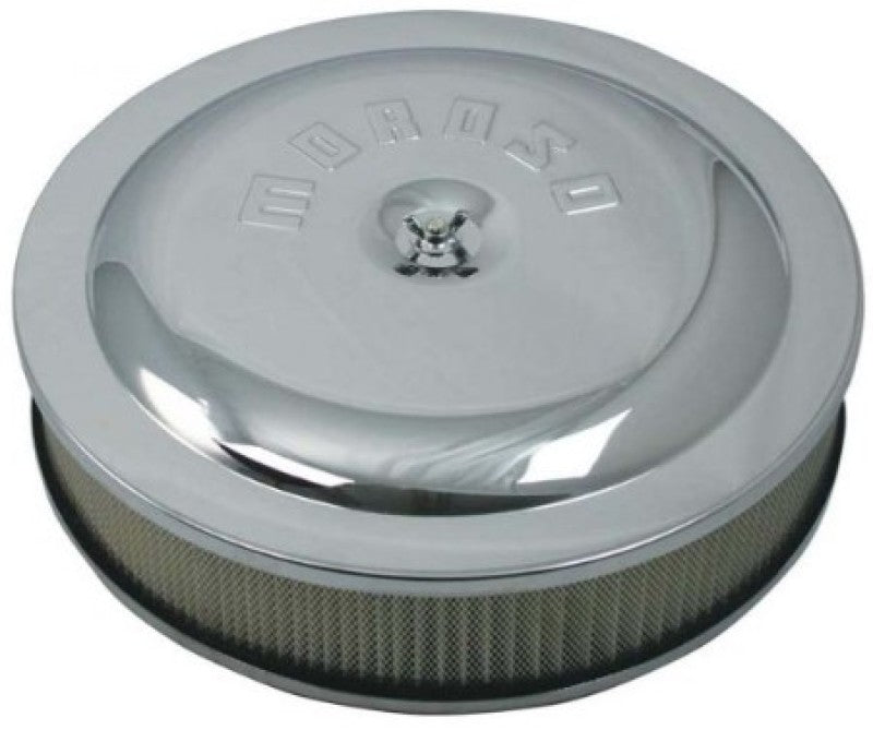 Moroso Racing Air Cleaner - 14in x 3in Filter - Steel - Chrome Plated Fuel Filters Moroso