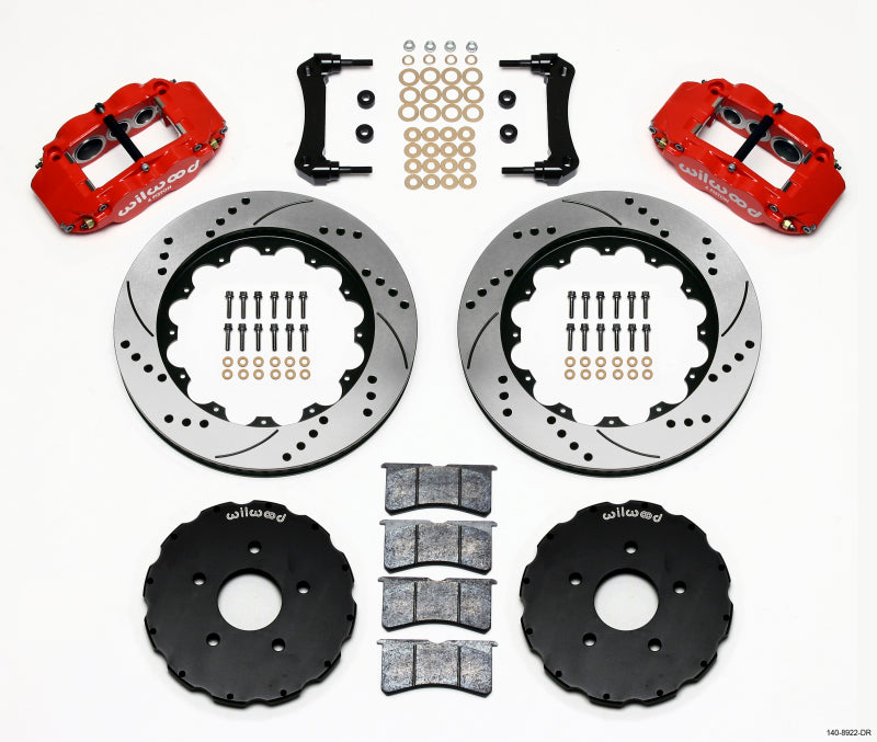 Wilwood Narrow Superlite 6R Front Hat Kit 14.00in Drill Red 2005-up Corvette C6 Big Brake Kits Wilwood