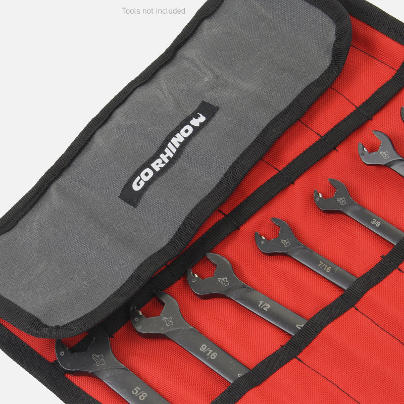 Go Rhino XVenture Gear Tool Wrench Roll - Small (3.5x3.5in. Closed) 12oz Waxed Canvas - Black Cargo Boxes & Bags Go Rhino