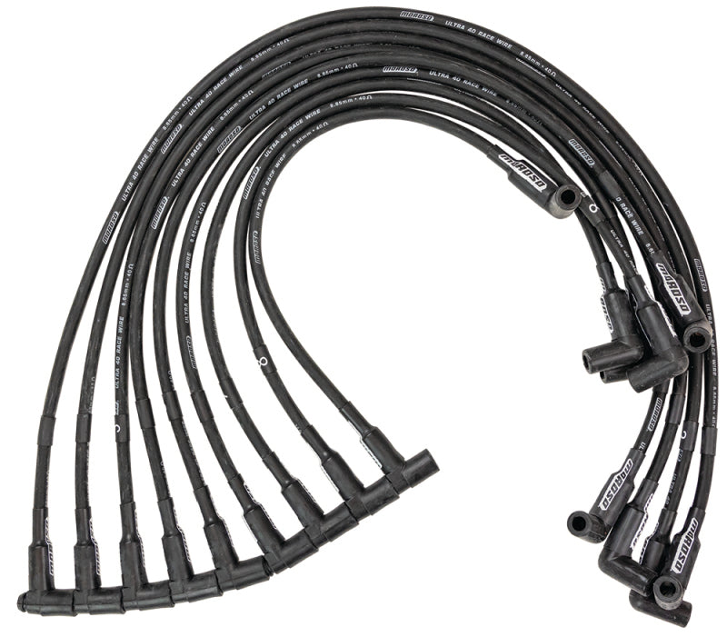 Moroso Chevrolet Small Block (Sprint Car) Ignition Wire Set - Ultra 40 - Unsleeved - HEI - Black Spark Plug Wire Sets Moroso
