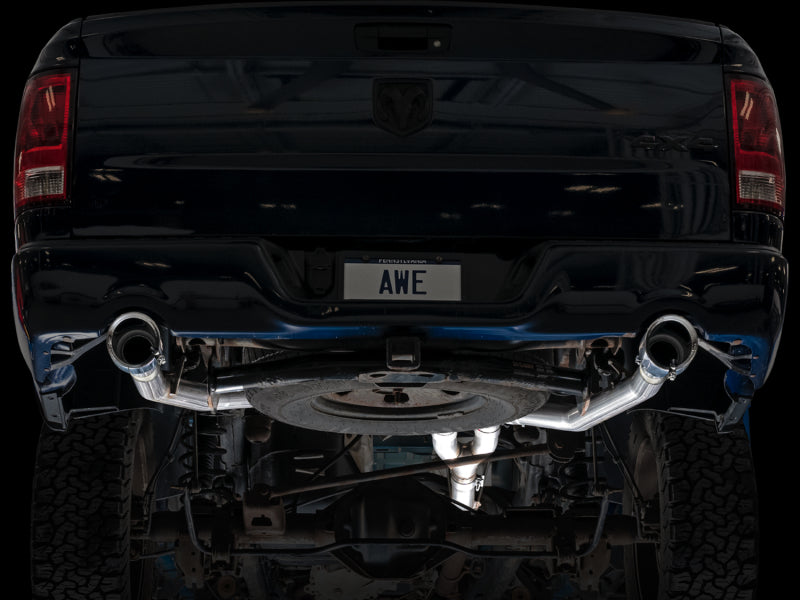 AWE Tuning 09-18 RAM 1500 5.7L (w/Cutouts) 0FG Dual Rear Exit Cat-Back Exhaust - Chrome Silver Tips Catback AWE Tuning