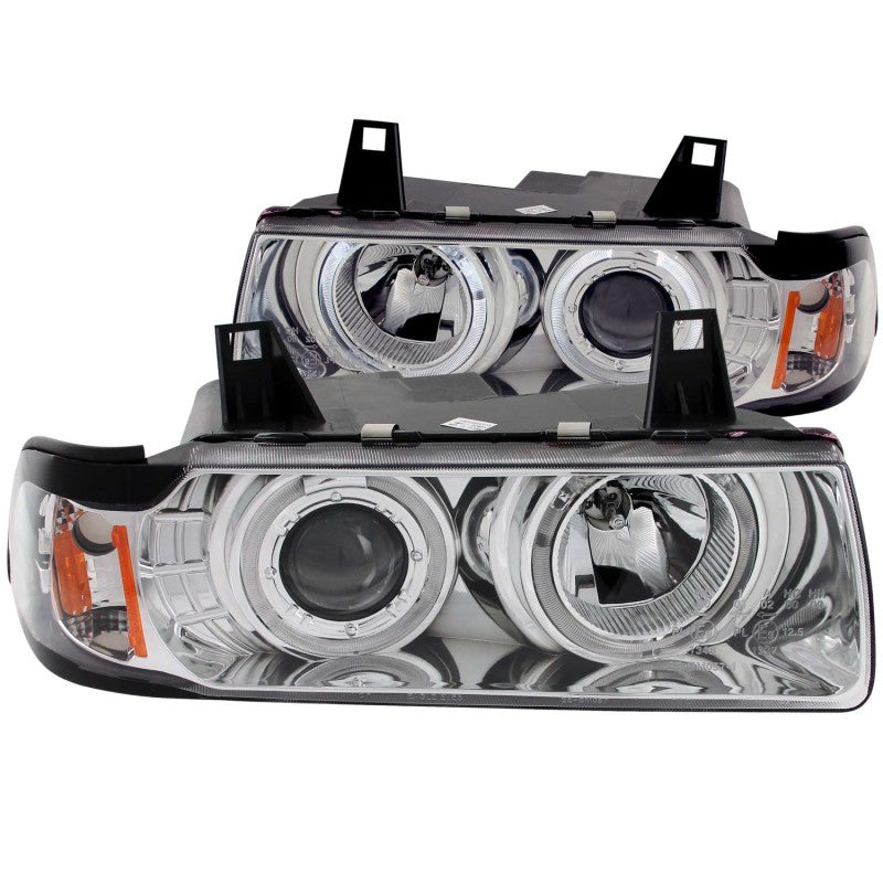ANZO 1992-1998 BMW 3 Series E36 Projector Headlights w/ Halo Chrome G2 1 pc Headlights ANZO