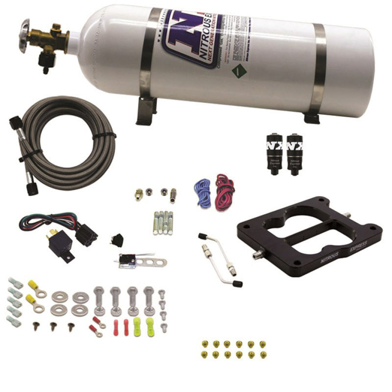 Nitrous Express Q-Jet/Holley Spread Bore Hitman Nitrous Kit (100-150-200HP) w/15lb Bottle Nitrous Systems Nitrous Express