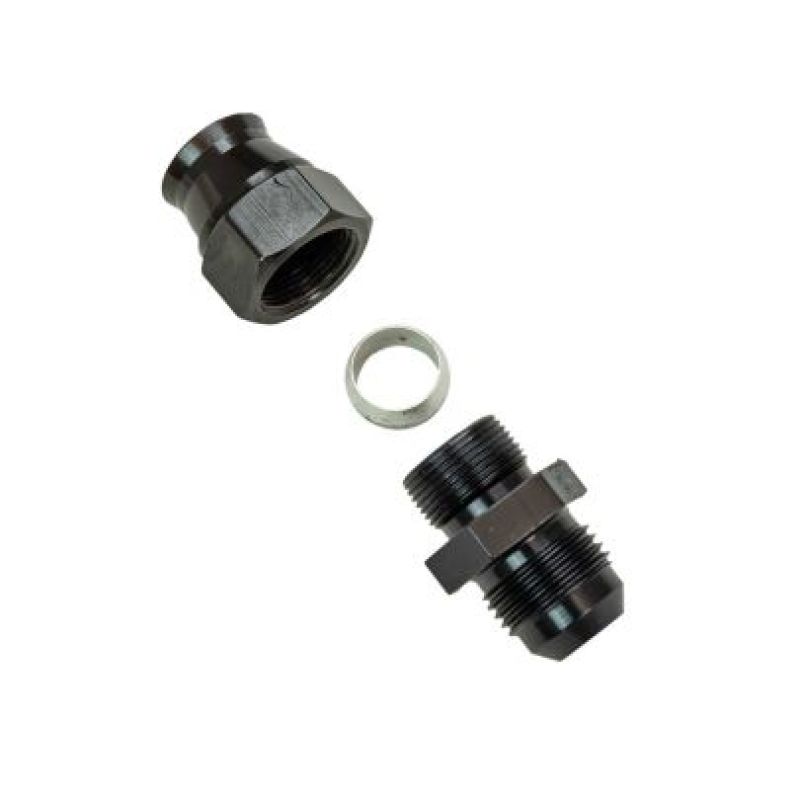Moroso Aluminum Fitting Adapter 8AN Male to 1/2in Tube Compression - Black Fittings Moroso