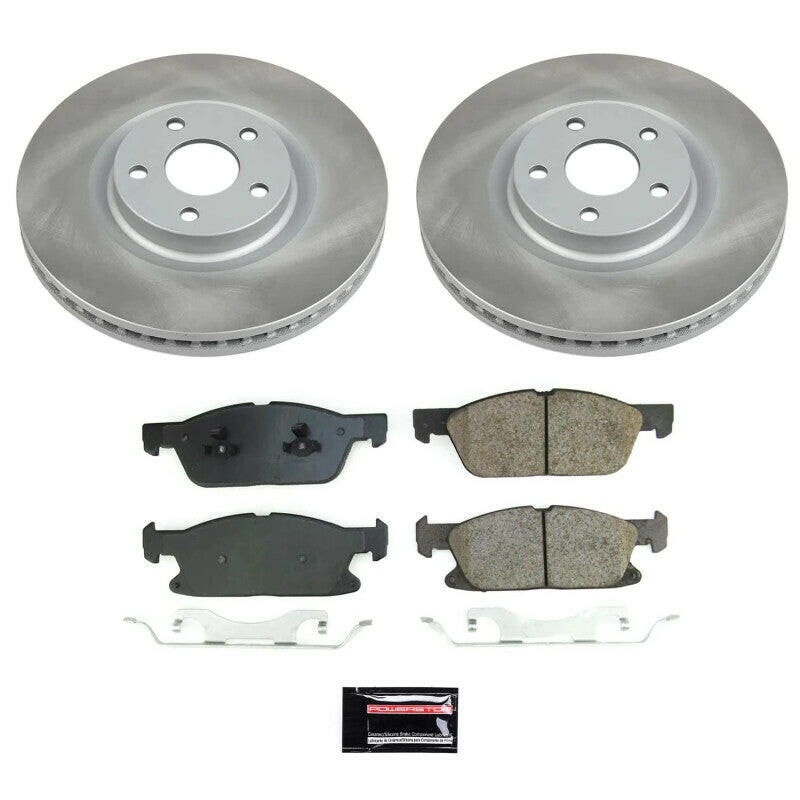 Power Stop 15-20 Ford Edge Front Semi-Coated Rotor Kit Brake Kits - Performance Blank PowerStop