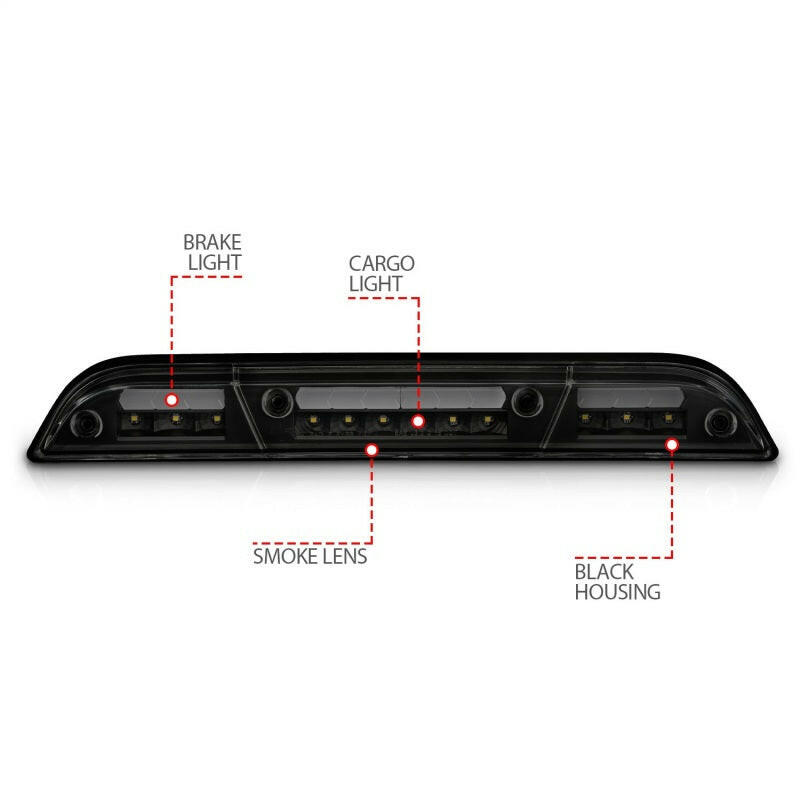 ANZO 15-20 Ford F-150 - F-450 LED Third Brake Light - Black Housing/Smoke Lens Lights Corner ANZO