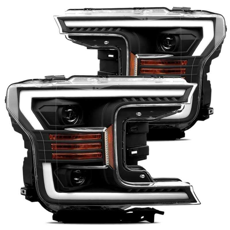 AlphaRex 18-20 Ford F-150 LUXX Style Projector Headlights Alpha Black w/Activation Light/DRL Headlights AlphaRex