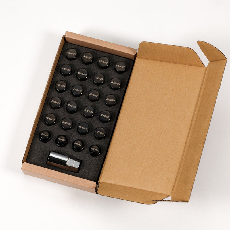 Rays 19 Hex Nut M12x1.50 -Black (20 Pieces) Lug Nuts Rays
