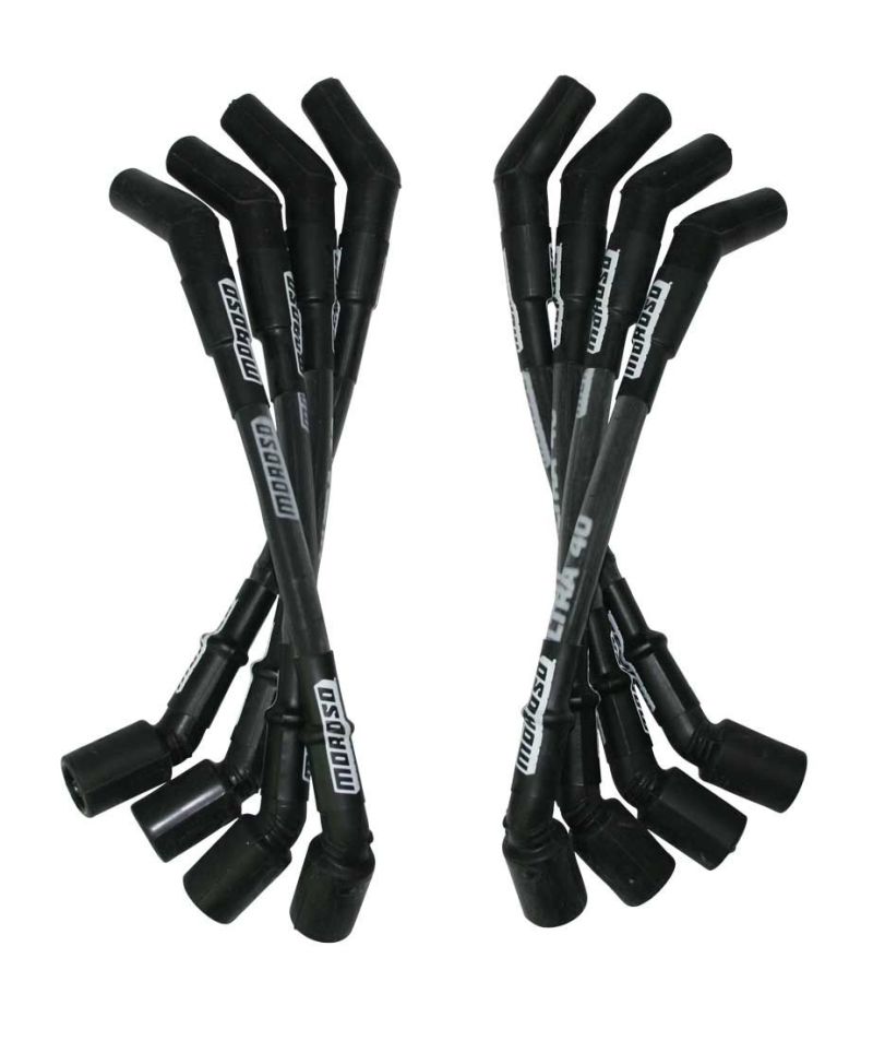 Moroso GM LS Ultra 40 Custom Fit Sleeved Ignition Wire Set 12in 135 Deg Boots - Black Spark Plug Wire Sets Moroso