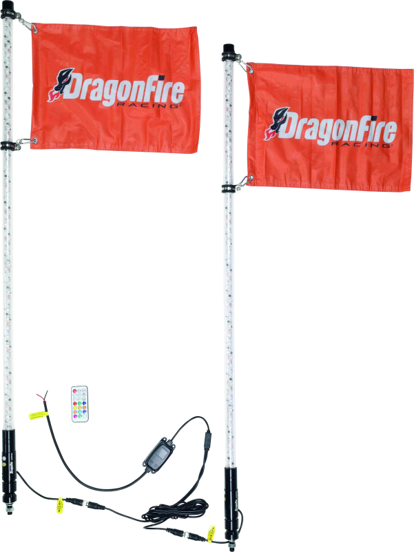 DragonFire Racing Whips - 4Ft Spiral Led Clear Pair Whip Lights DragonFire Racing