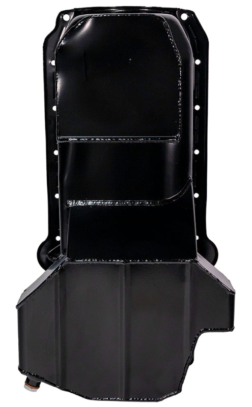 Moroso 86-Up Chevrolet SBC (w/Passenger Side Dipstick) Wet Sump 5.5qt 7.5in Steel Oil Pan - Black Oil Pans Moroso