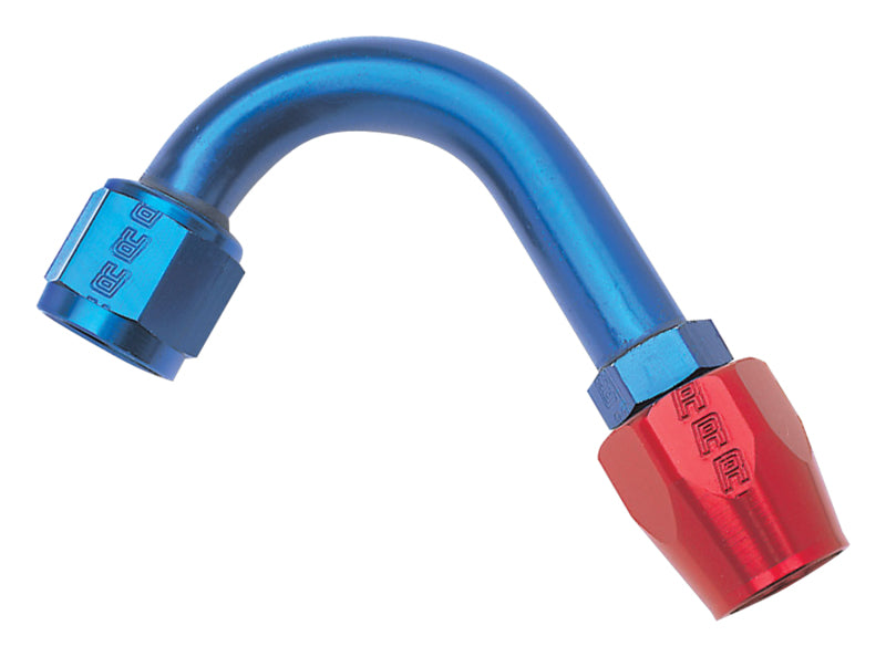 Russell Performance -8 AN Red/Blue 120 Degree Full Flow Hose End (1-1/4in Centerline Radius) Fittings Russell