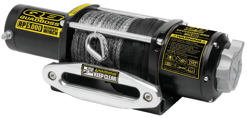 QuadBoss Winch Kit - 50ft Cable - 3.8hp - Roller Fairlead - Wireless Remote - 5000lb Winches QuadBoss