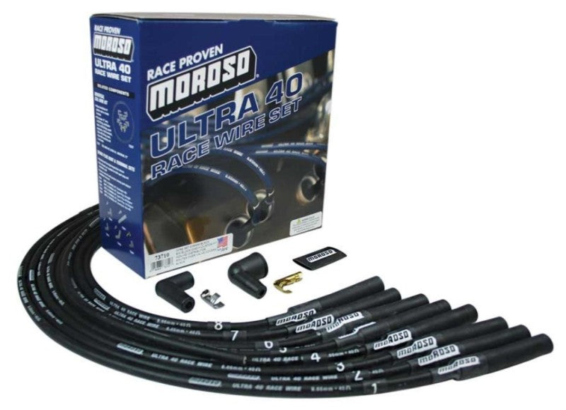 Moroso Chevrolet Big Block Ignition Wire Set - Ultra 40 - Unsleeved - Non-HEI - Over Valve - Black Spark Plug Wire Sets Moroso