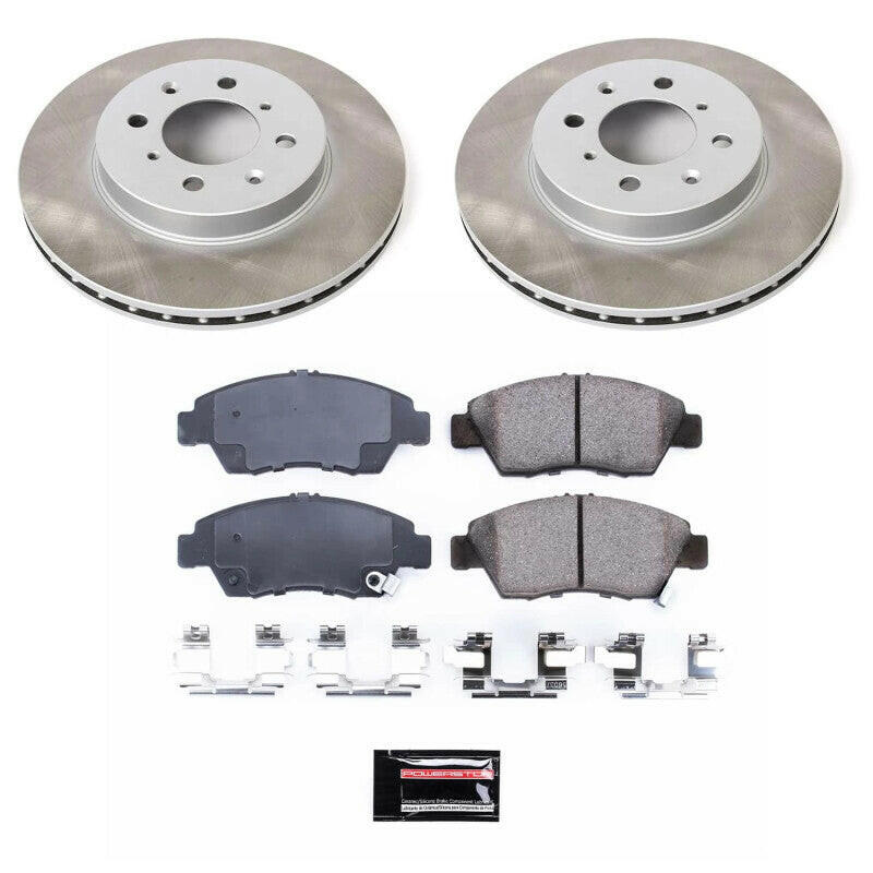 Power Stop 07-08 Honda Fit Front Semi-Coated Rotor Kit Brake Kits - Performance Blank PowerStop