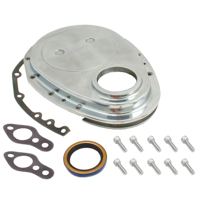 Spectre SB Chevrolet Timing Chain Cover - Polished Aluminum Timing Covers Spectre