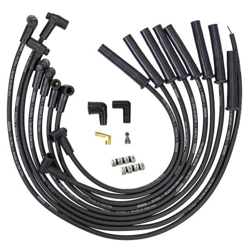 Moroso Ford 289 302 351W HEI-Style Cap Ultra 350 8mm Multi-Angle Boot Spark Plug Wire Set - Black Spark Plug Wire Sets Moroso
