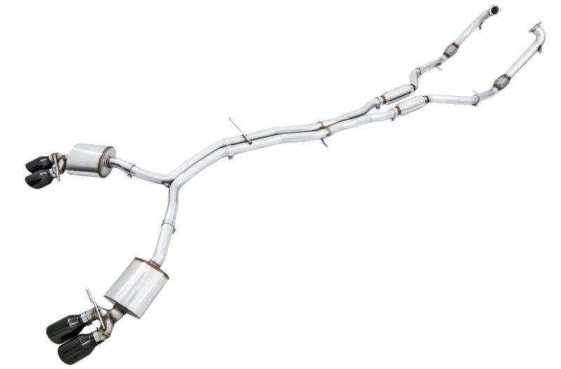 AWE Tuning Audi B9 S4 Touring Edition Exhaust - Non-Resonated (Black 102mm Tips) Catback AWE Tuning