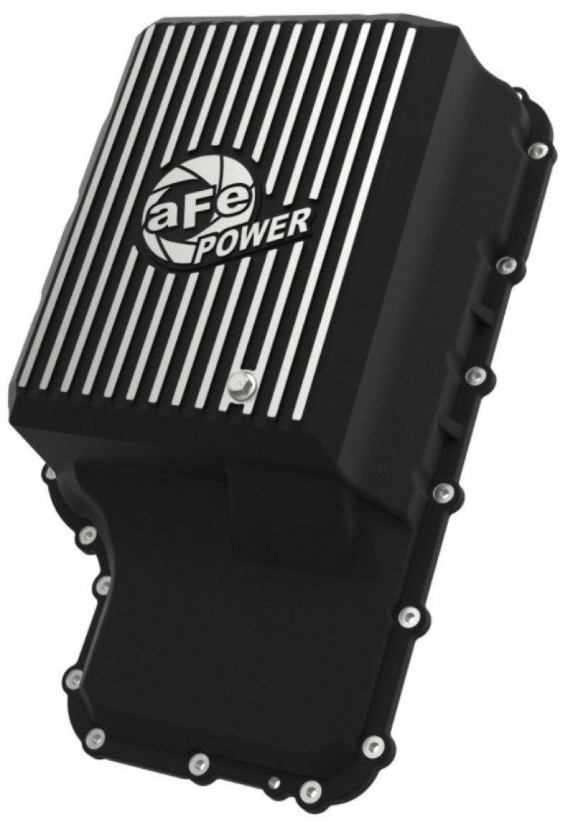 aFe 20-21 Ford Truck w/ 10R140 Transmission Pan Black POWER Street Series w/ Machined Fins Diff Covers aFe