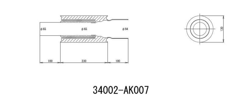 HKS UNIVERSAL EX H/M SUS 130-65 (MOQ: 8pcs) Muffler HKS