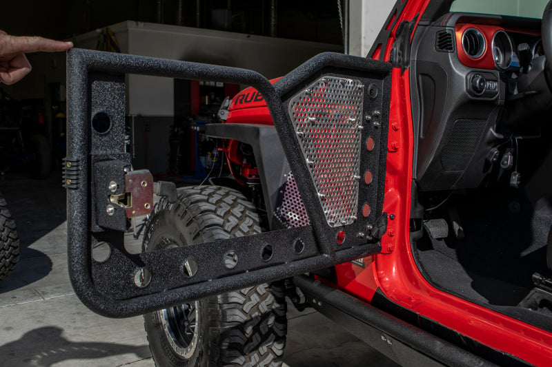 DV8 Offroad Jeep 18+ Wrangler JL / 20+ Gladiator JT Front Rock Doors w/ Perforated Aluminum Mesh Doors DV8 Offroad