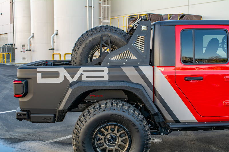 DV8 Offroad 2019+ Jeep Gladiator Universal Stand Up In-Bed Tire Carrier Chase Racks DV8 Offroad